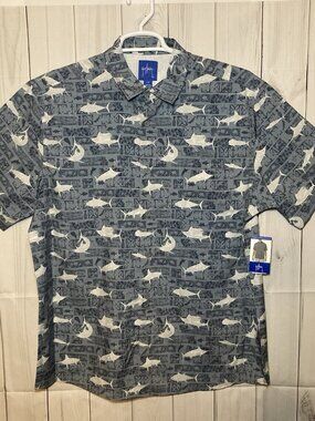 Men’s Guy Harvey Fishing Light Weight Short Sleeve Shirt Vented Plein Air Size L